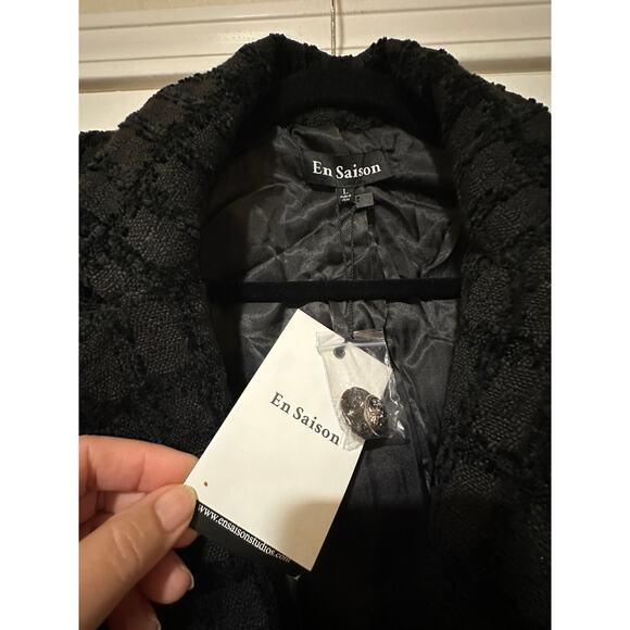 En Saison Melbrooke Tweed Single-Breasted Blazer Black Sz Large Runs Small NWT - Picture 8 of 16